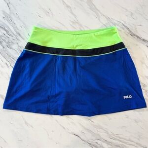 FILA Sport Women's Small Tennis Golf Skirt Skort Stretch Zip Pocket Blue Green